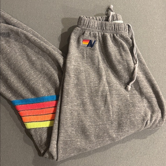 Aviator Nation Gray Joggers with Colorful Stripes - Picture 3 of 3